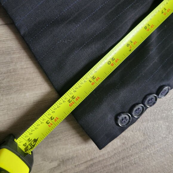 Calvin Klein Mens Wool Single-Breasted Suit Jacket Size 42S Black Pinstripe - Picture 7 of 10